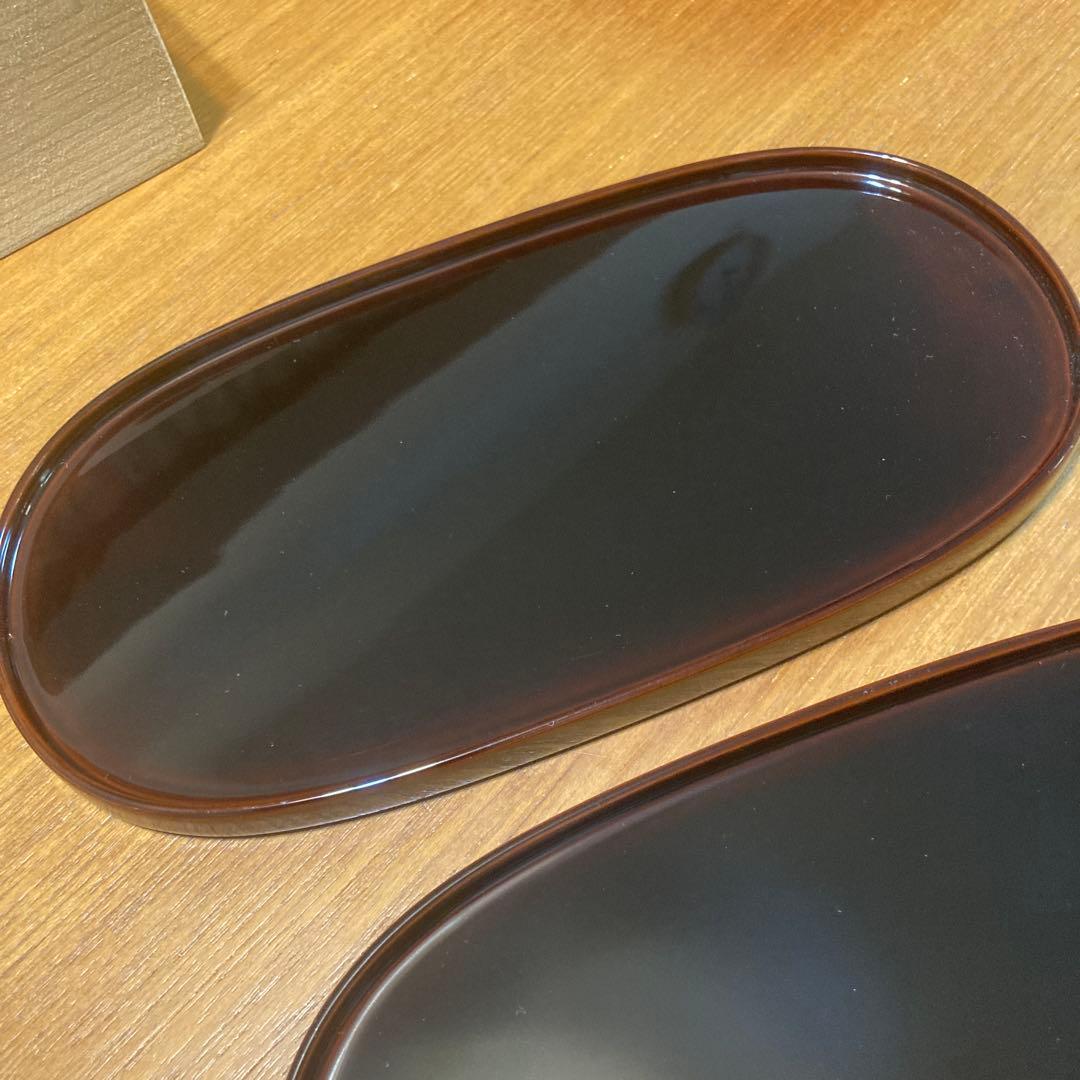 漆器 楕円形皿 5枚セット 木箱入り 越前塗