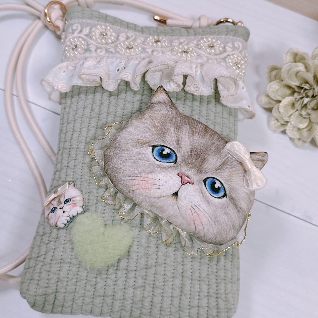 ゆ*ら様 コヤンイサムチョン♡ルミちゃんのインド刺繍×若草ヌビスマホショルダー♡