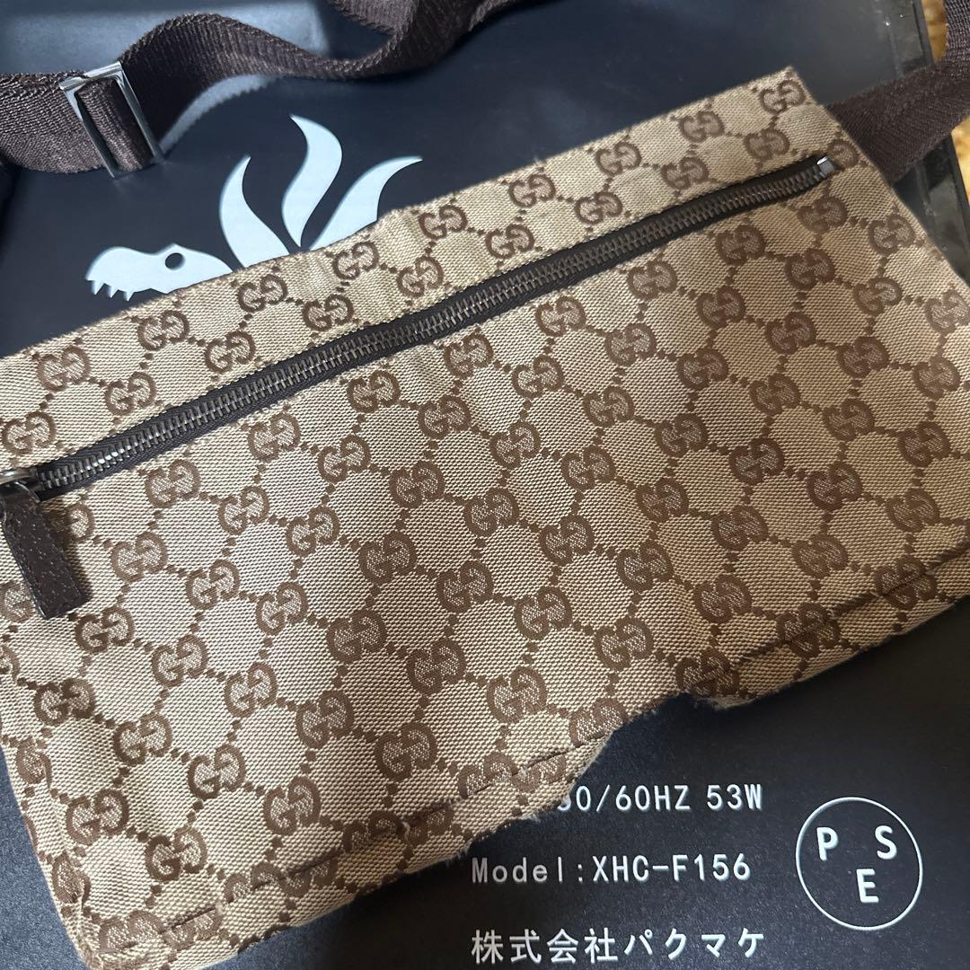 グッチ ボディバッグ GG柄 ジャガード キャンバス レザー ベージュ