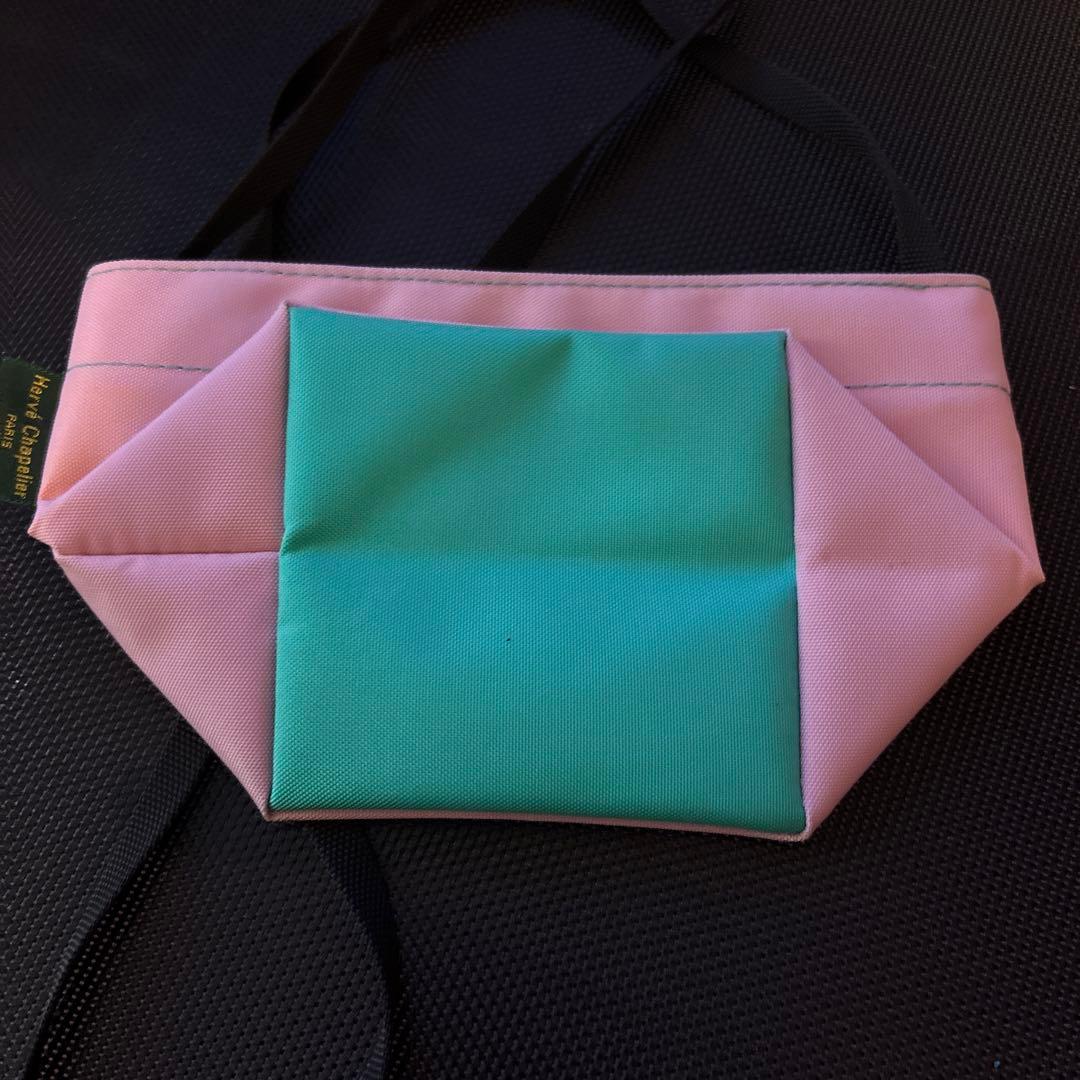 エルベシャプリエ ナイロン舟型ショルダーバッグ　XS ピンク　グリーン