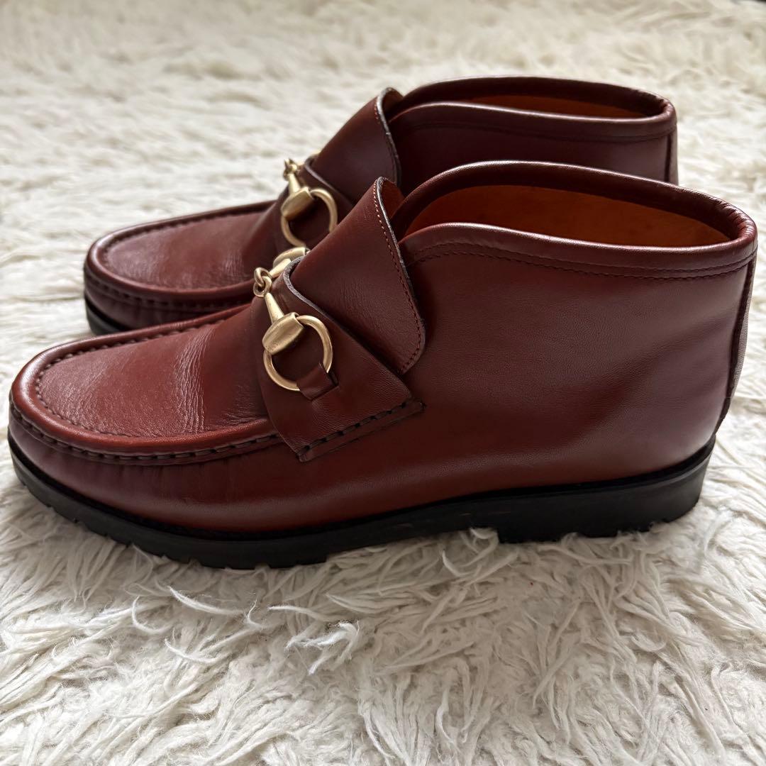 グッチ ホースビット ローファー ハイカット ブラウン 本革　104 0088