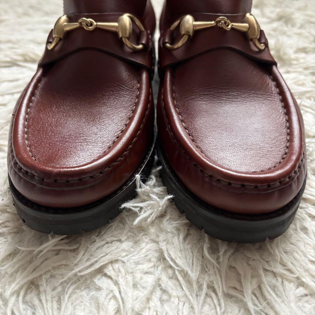 グッチ ホースビット ローファー ハイカット ブラウン 本革　104 0088