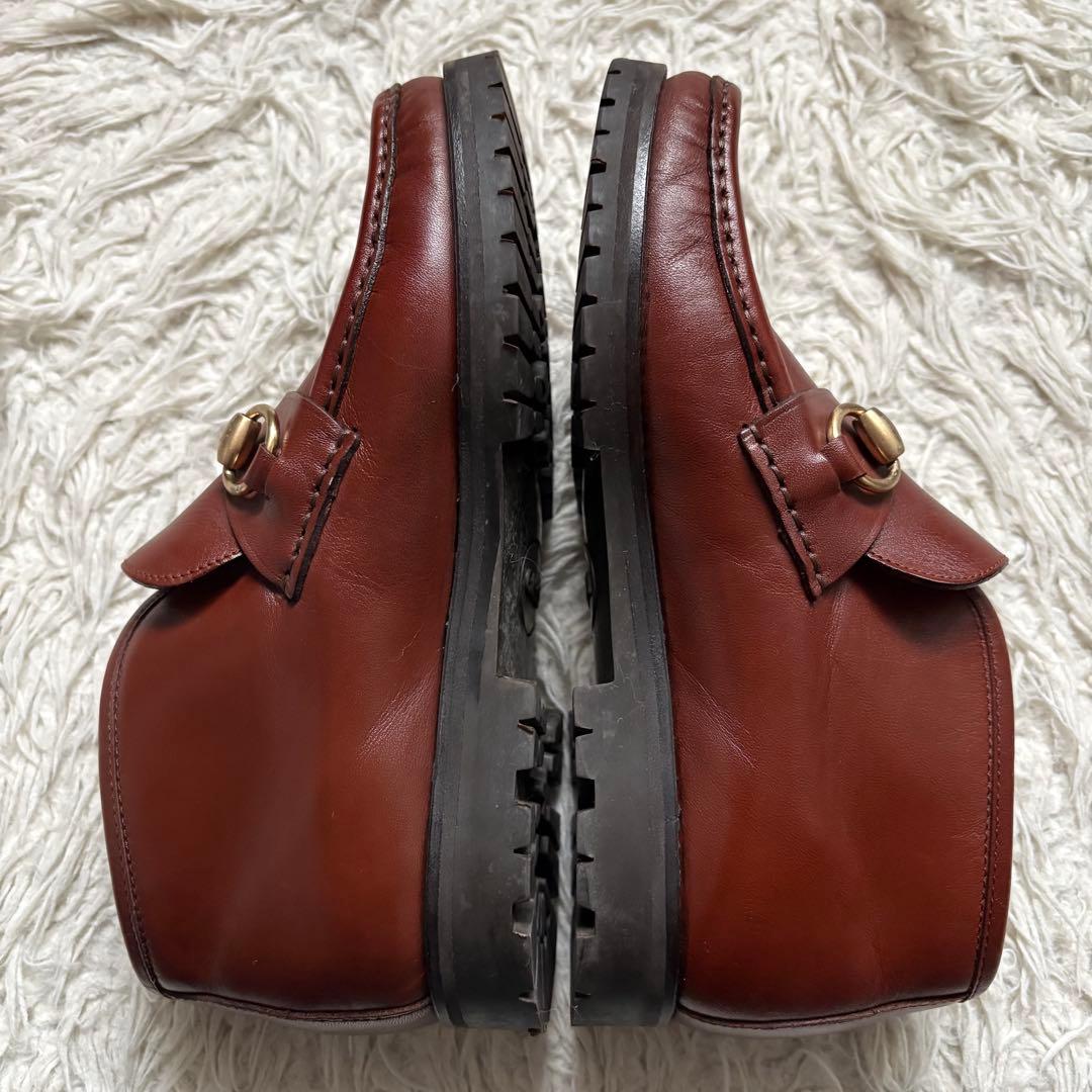 グッチ ホースビット ローファー ハイカット ブラウン 本革　104 0088