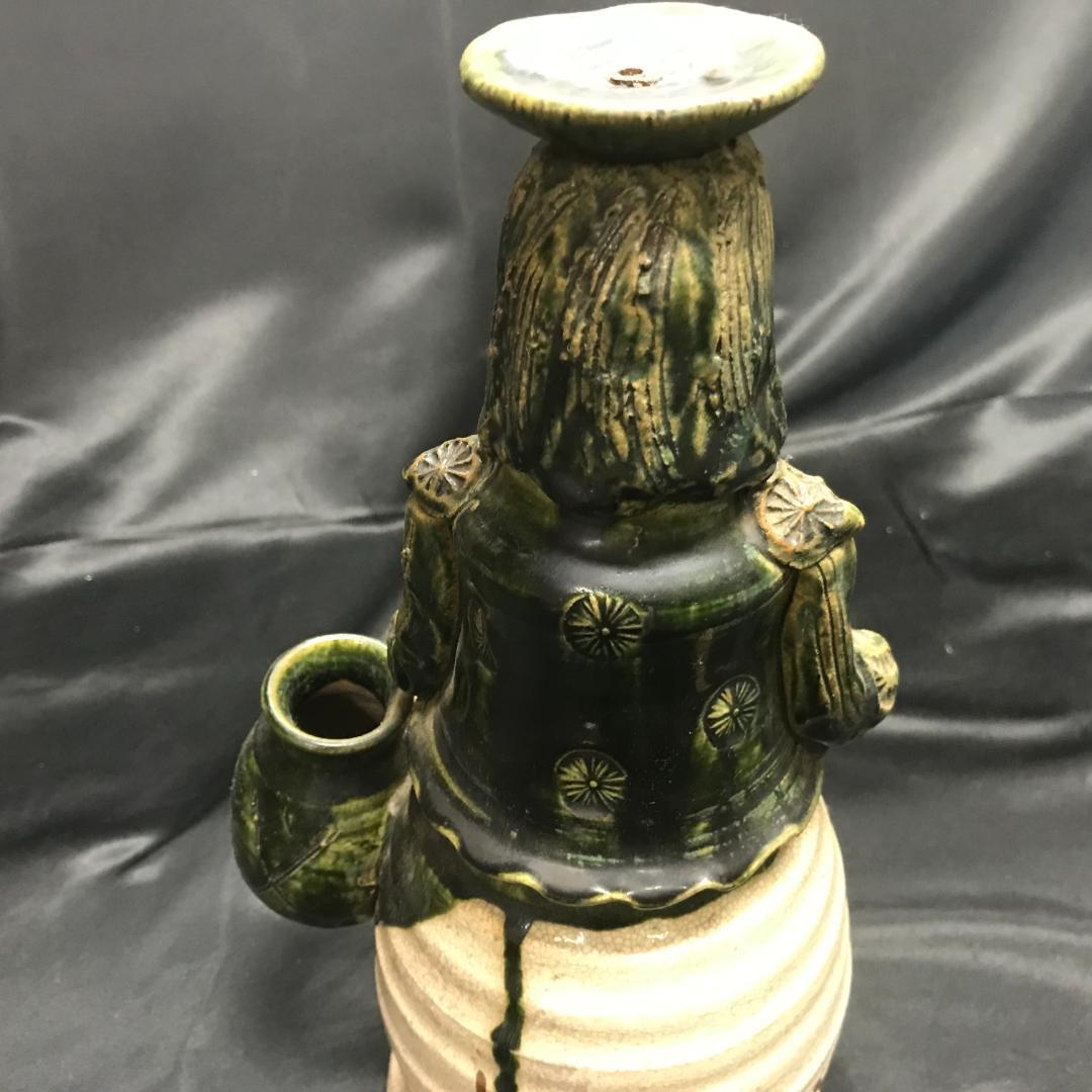 北大路魯山人 織部 南蛮人燭台 蝋燭立て