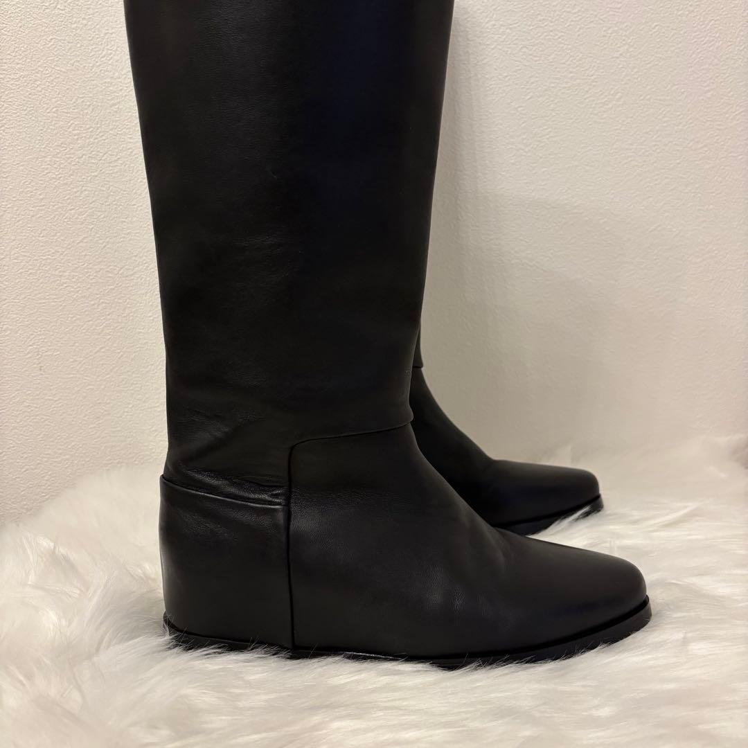 美品REMME レメ ロングブーツ ローヒール 別注 本革 36 黒