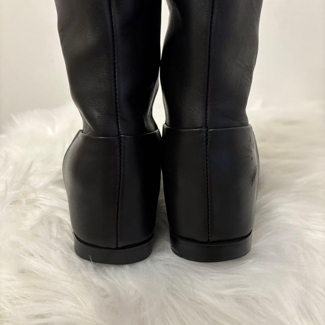 美品REMME レメ ロングブーツ ローヒール 別注 本革 36 黒