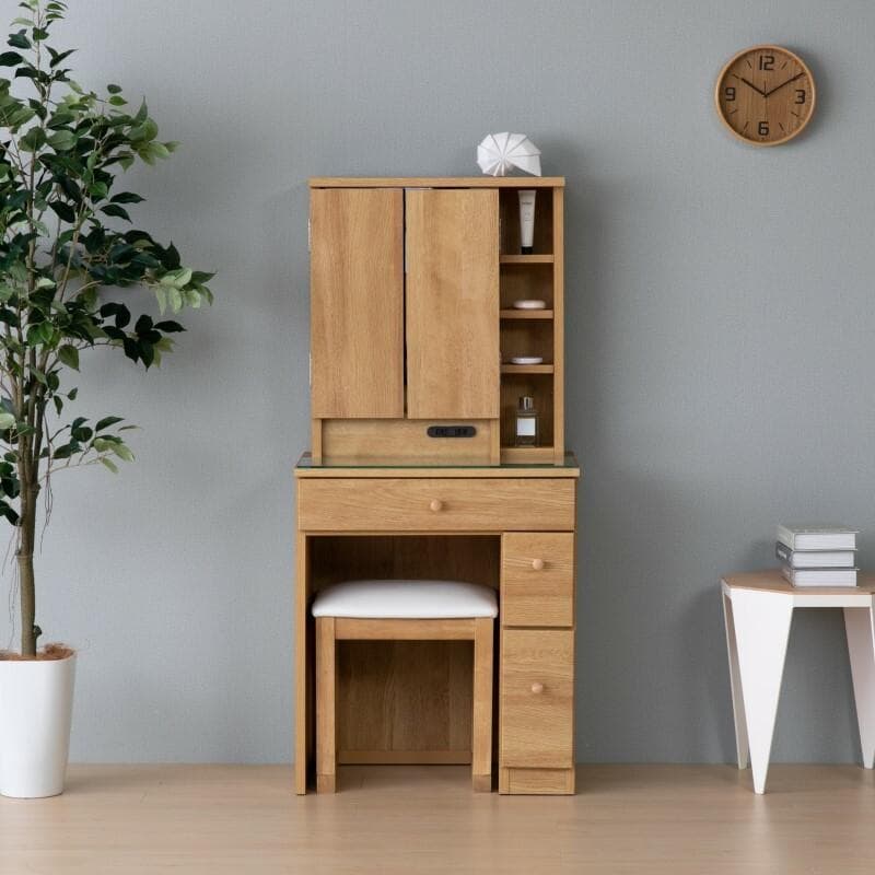 ISK DR PA3　ドレッサー　ナチュラル　チェア付　＊コスメ　メイク