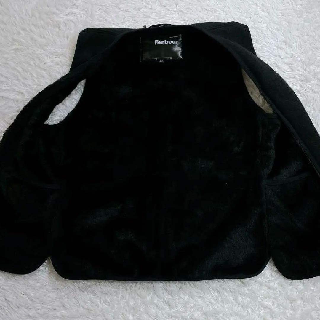 Barbour ファーライナー ベスト 黒 メンズ 34 リバーシブル 防寒