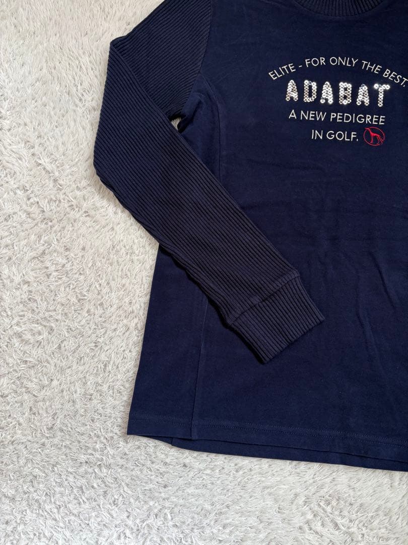 新品★adabat【吸湿発熱】異素材長袖モックネックプルオーバー　サイズ36