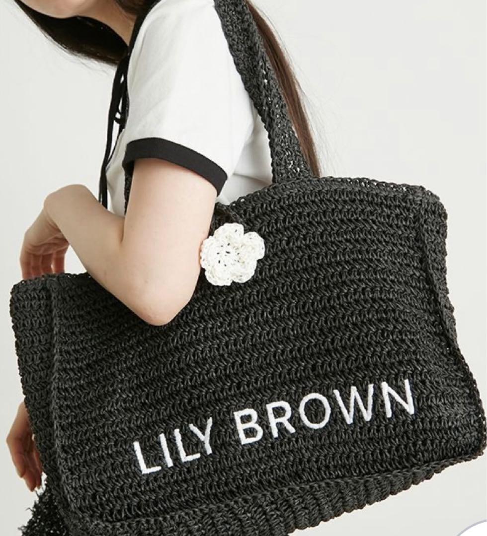 LILY BROWN×MARY QUANTロゴ刺繍カゴバッグ BLK