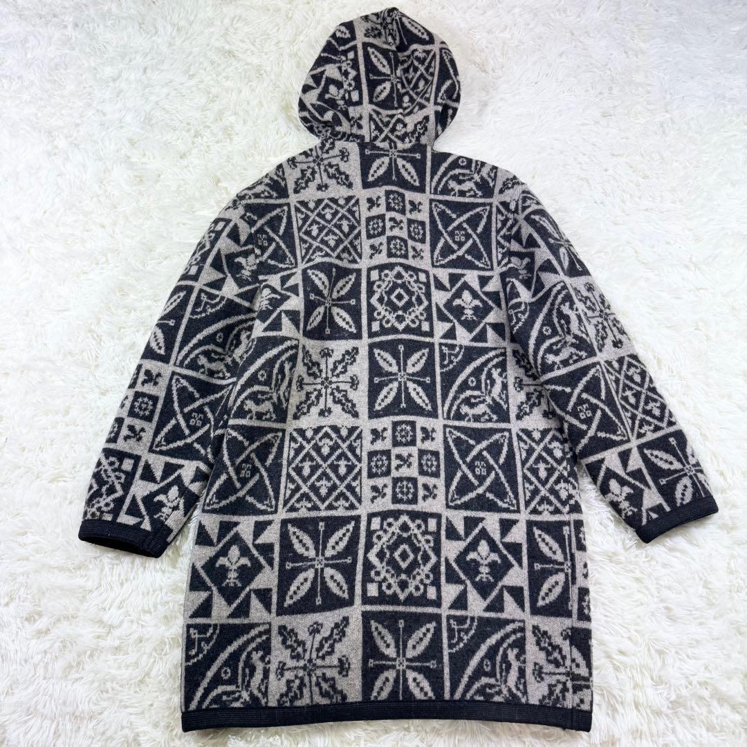 GIESSWEIN ギースヴァイン フード付ウールコート 総柄 トグルボタン