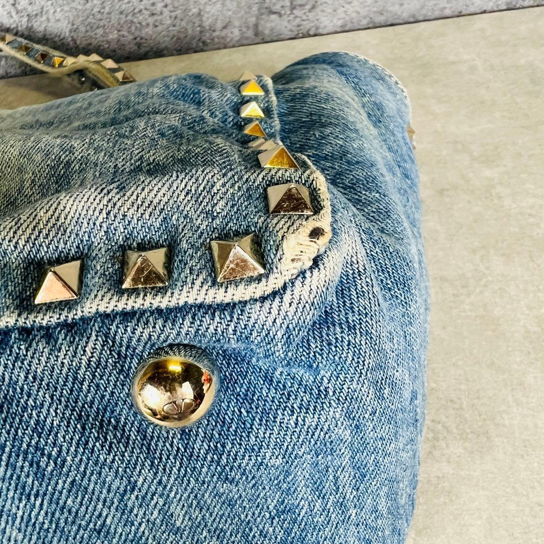 Valentino デニム 蝶 刺繍 スタッズ 2way ハンドバッグ