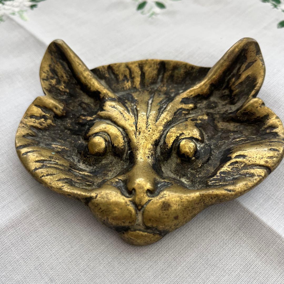 英国 猫 cat 真鍮 プレート アンティーク 1950年頃　ヴィンテージ