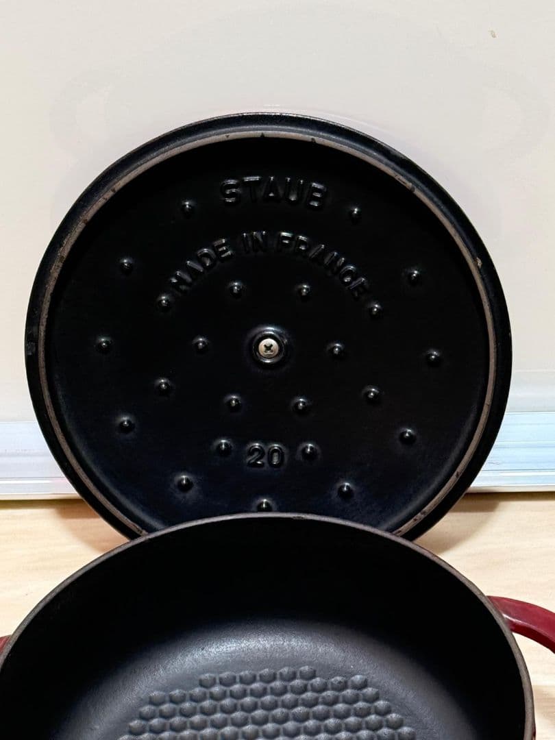 STAUB ホーロー鍋 20cm 赤 中古