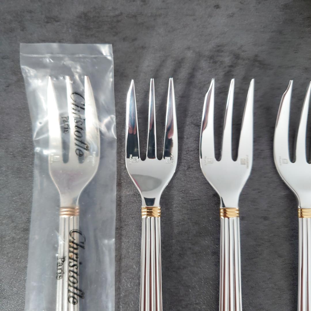 美品 クリストフル アリアゴールドリング ケーキフォーク 未開封含む 6点