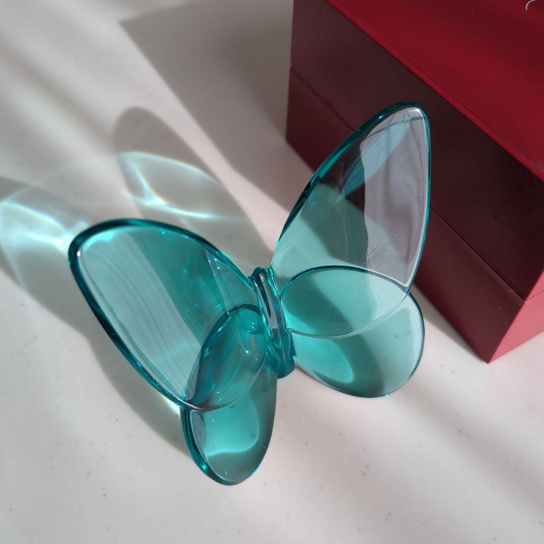 バカラ ラッキーバタフライ パピヨン ターコイズ 置き物 クリスタル　置き物