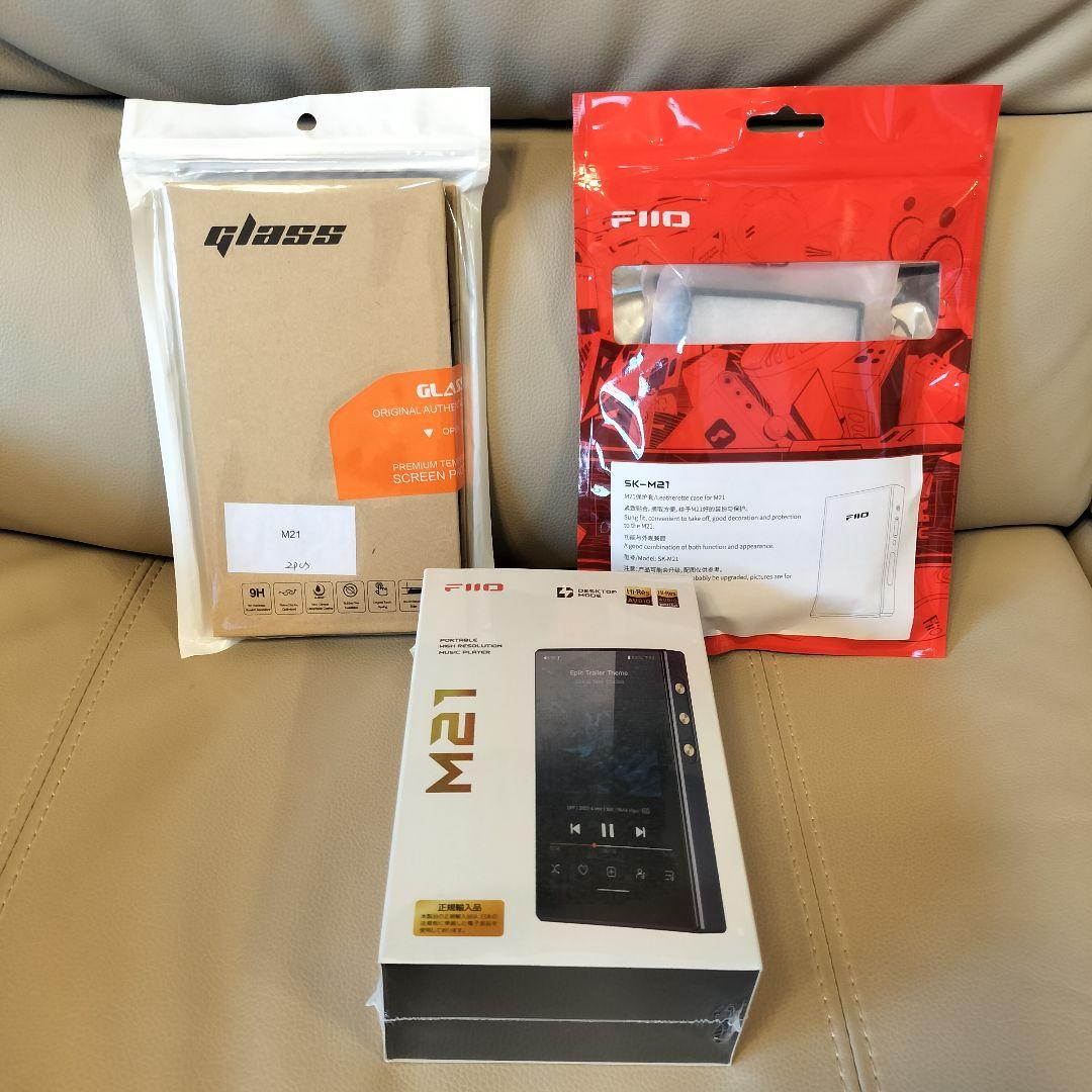 FiiO M21 ダークブルー（ほぼ新品） ガラスフィルムとレザーケース付