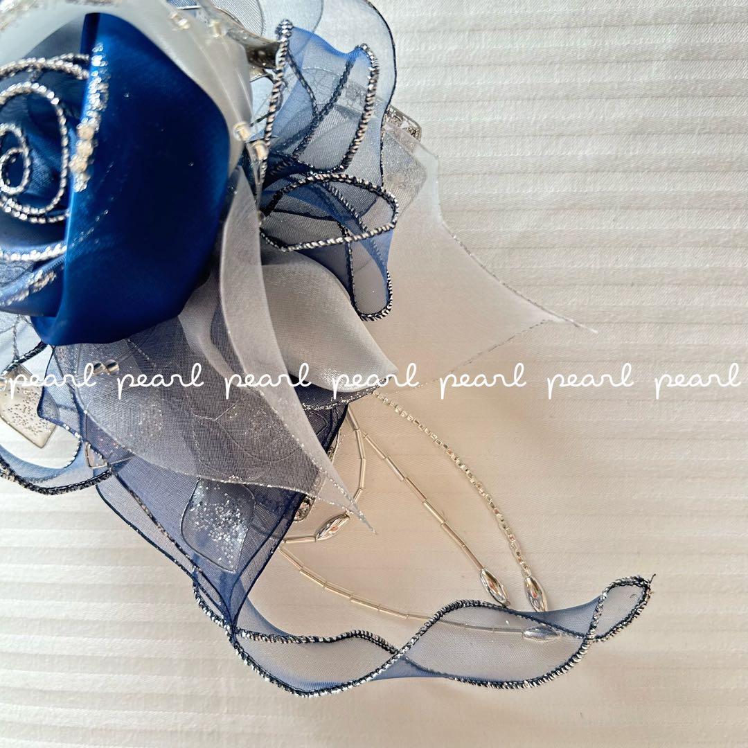 tokyo soire 東京ソワール◆大きめサイズ 華やかバラコサージュ ブルー