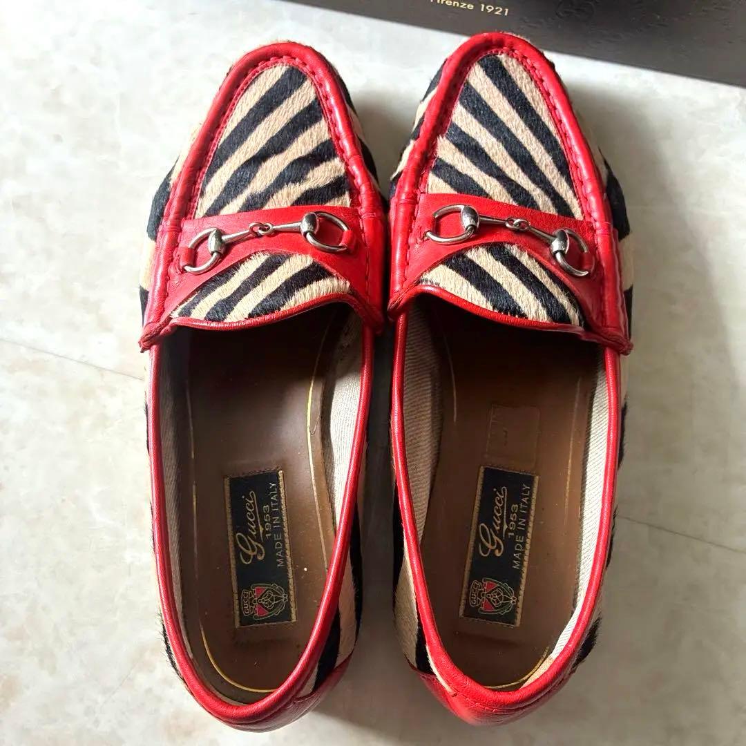 最終価格// GUCCI ハラコ ホースビットローファー 38 ゼブラ柄　正規品