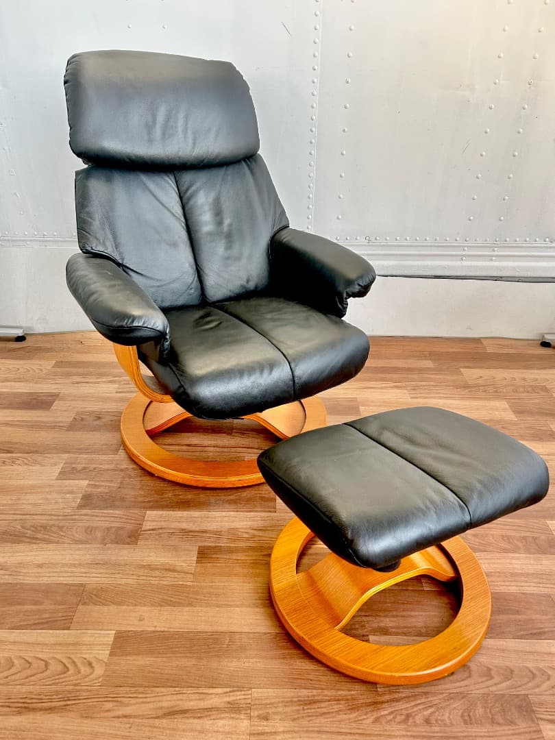 黒　パーソナルチェア　椅子　リクライニング　オシャレ　インテリア　モダン