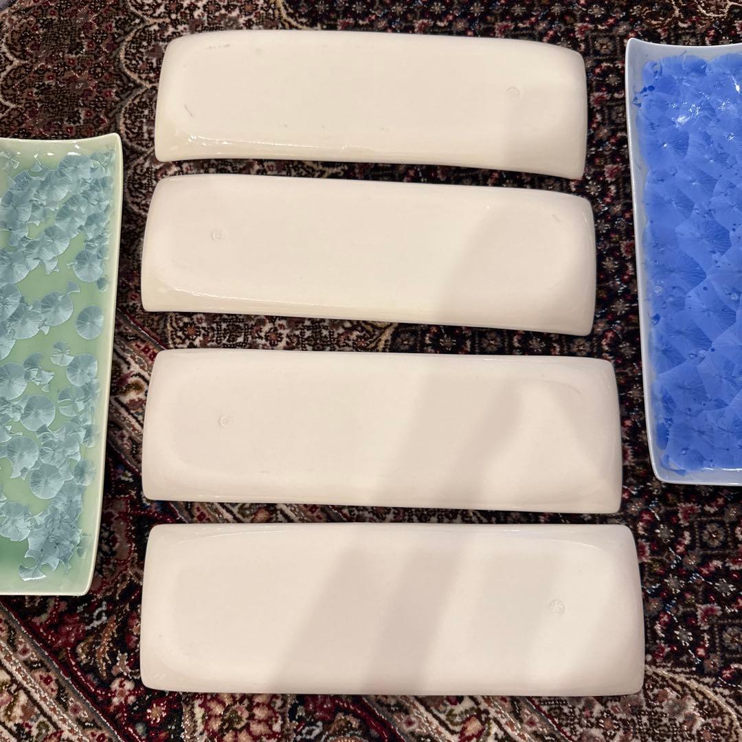 未使用品　陶あん　さんま皿　長い皿　絵付け　4枚