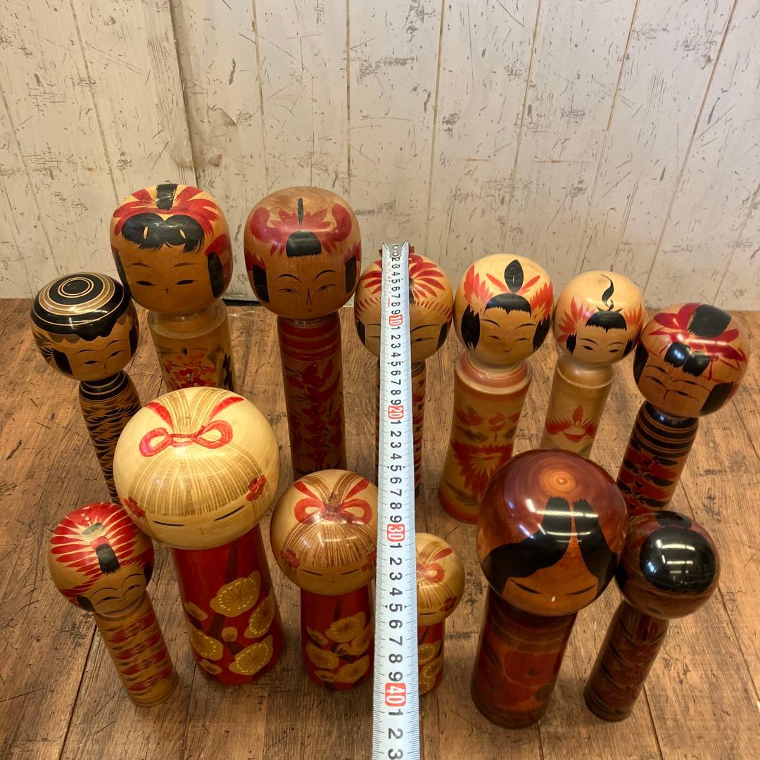 ③昭和レトロ 伝統工芸 郷土玩具 木製 創作 こけし 小芥子 13体 まとめ売り