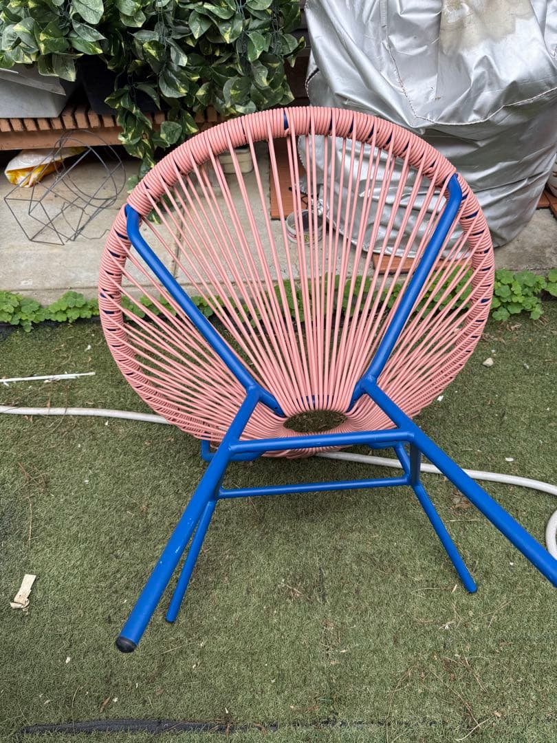引取　引渡　廃盤 Francfranc ロータスパーソナルチェア ピンク×ブルー