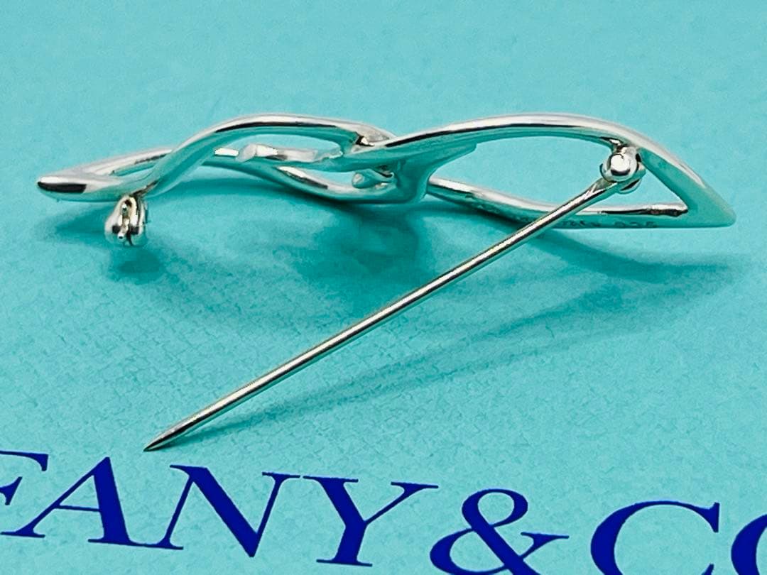 c736 美品　1987 オールド　ティファニー　ダブルリーフ　ブローチ　925