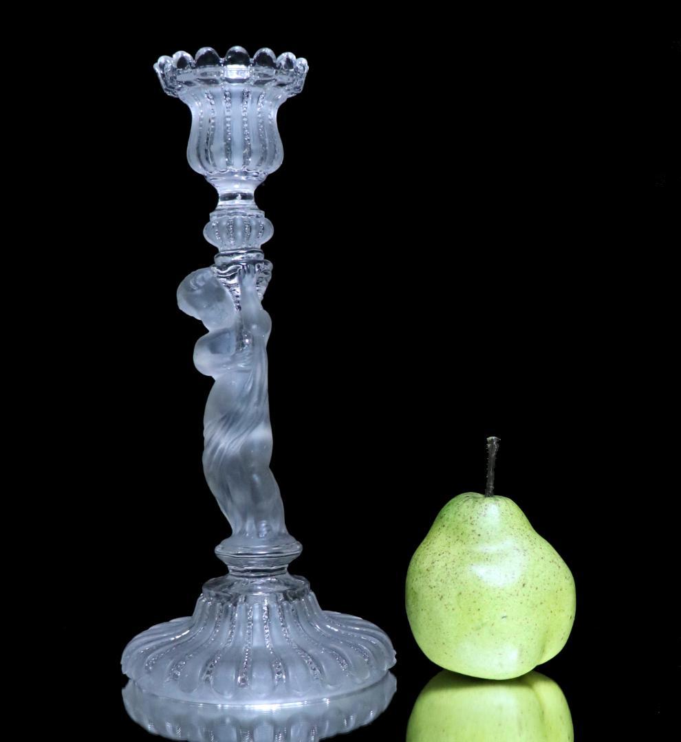 オールド・バカラ 珍品1878年頃 子供フロスト装飾大型キャンドルスタンド 置物