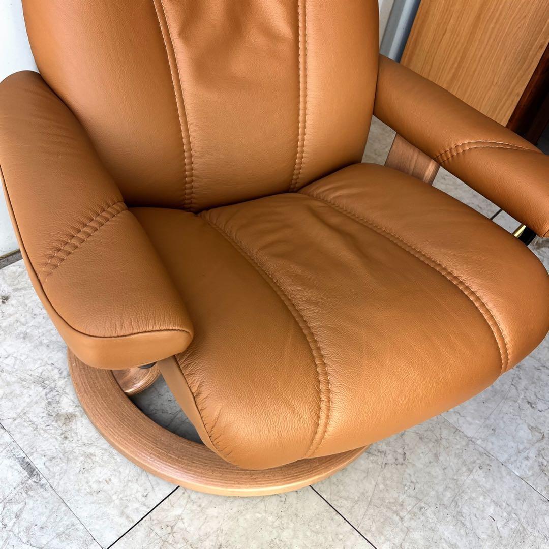 取付無料！エコーネス ストレスレス コンサル 本革キャメルリクライニングソファ✨