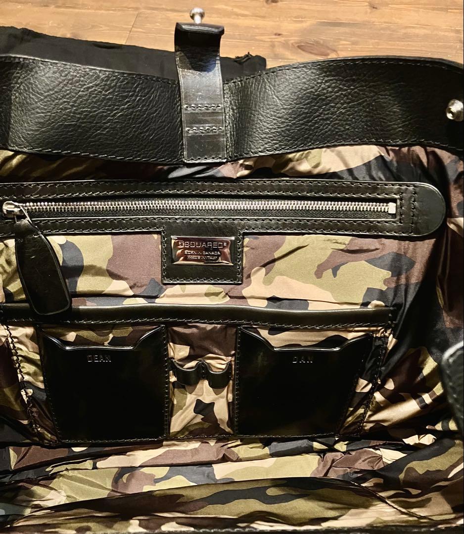 ディースクエアード DSQUARED2 黒×迷彩 レザー バッグ ユニセックス