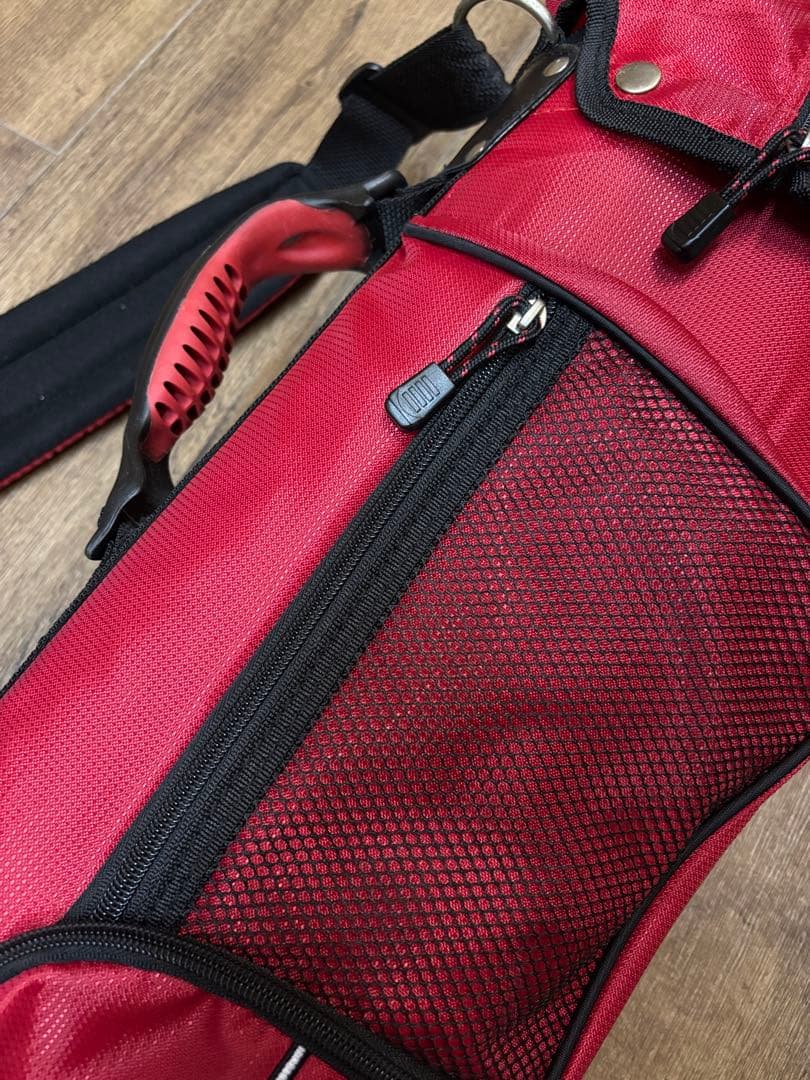 ルコック スタンド式 ゴルフ キャディーバッグ 赤 軽量 練習用