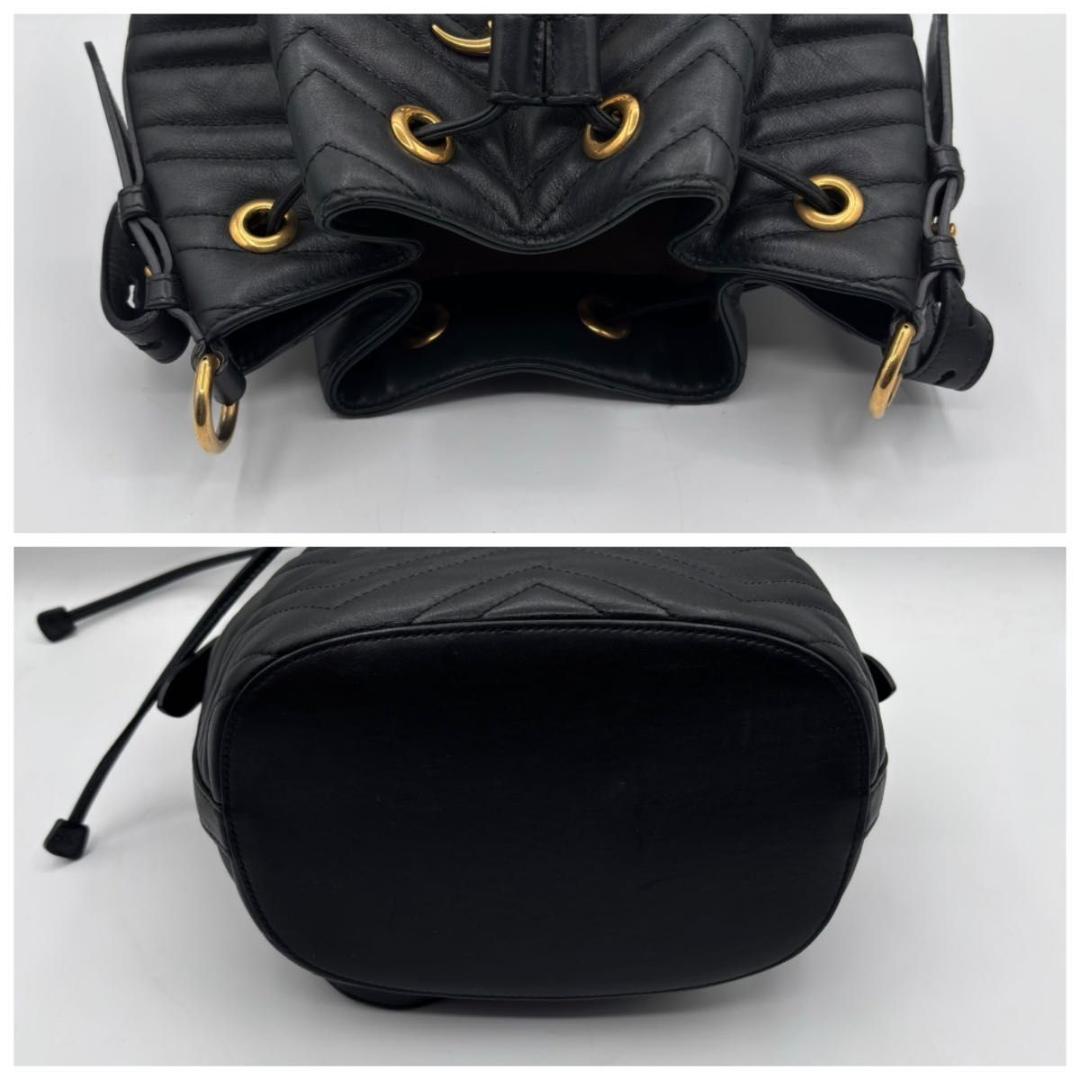 グッチ GG マーモント ハート ショルダーバッグ 20㎝ 2way 巾着 黒