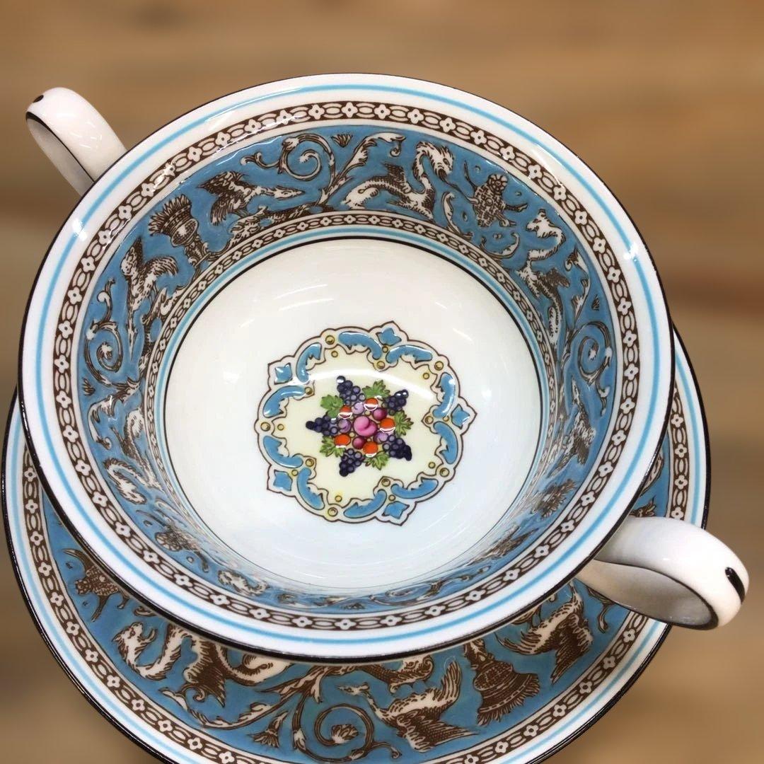 ウェッジウッド フロレンティーン ターコイズ スープカップ&ソーサー6客セット