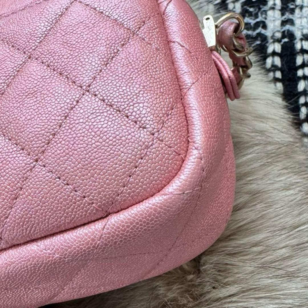 CHANEL キャビアスキン マトラッセ☆チェーンショルダーカメラバッグ