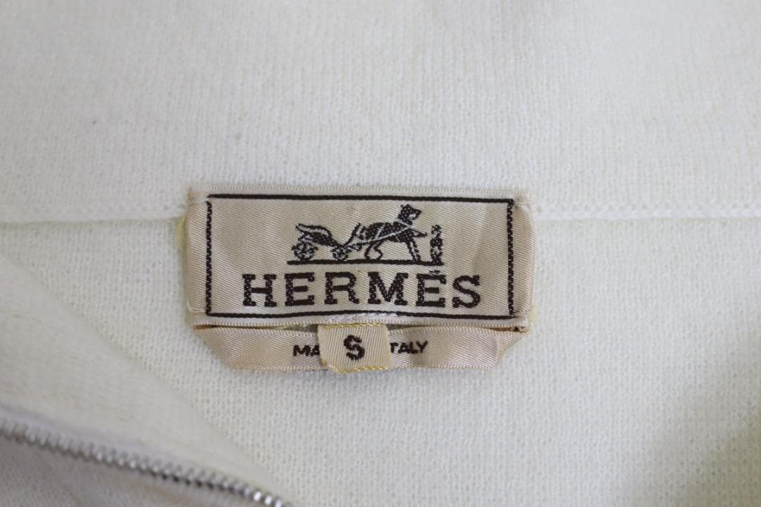 HERMES ホワイト ハーフジップ セーター エルメス S メンズ