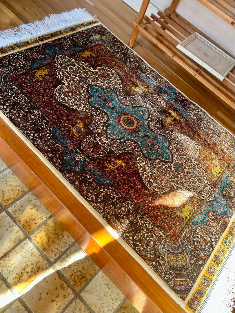 イラン、シルク銀柑シルクラグ/サイズ：60x90cm…..mp2。