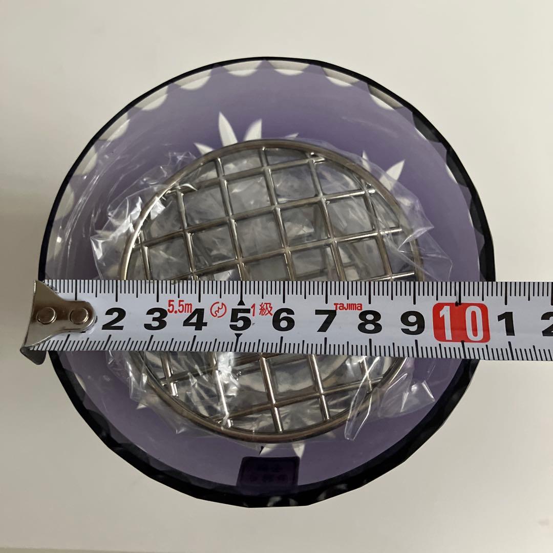 未使用　色被せ切子　ローズボウル　花瓶