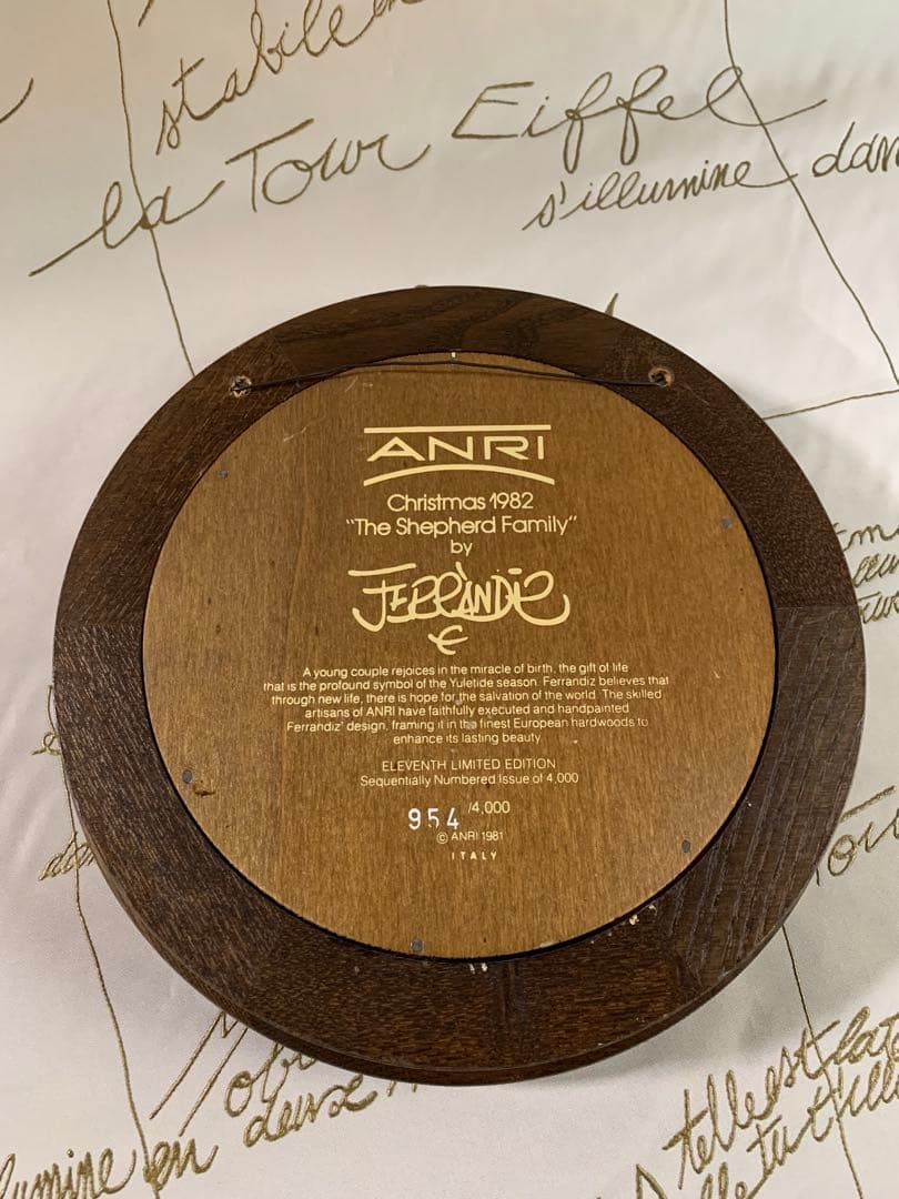 アンリ人形　ビンテージ1982年クリスマス木製プレート！可愛い過ぎます！