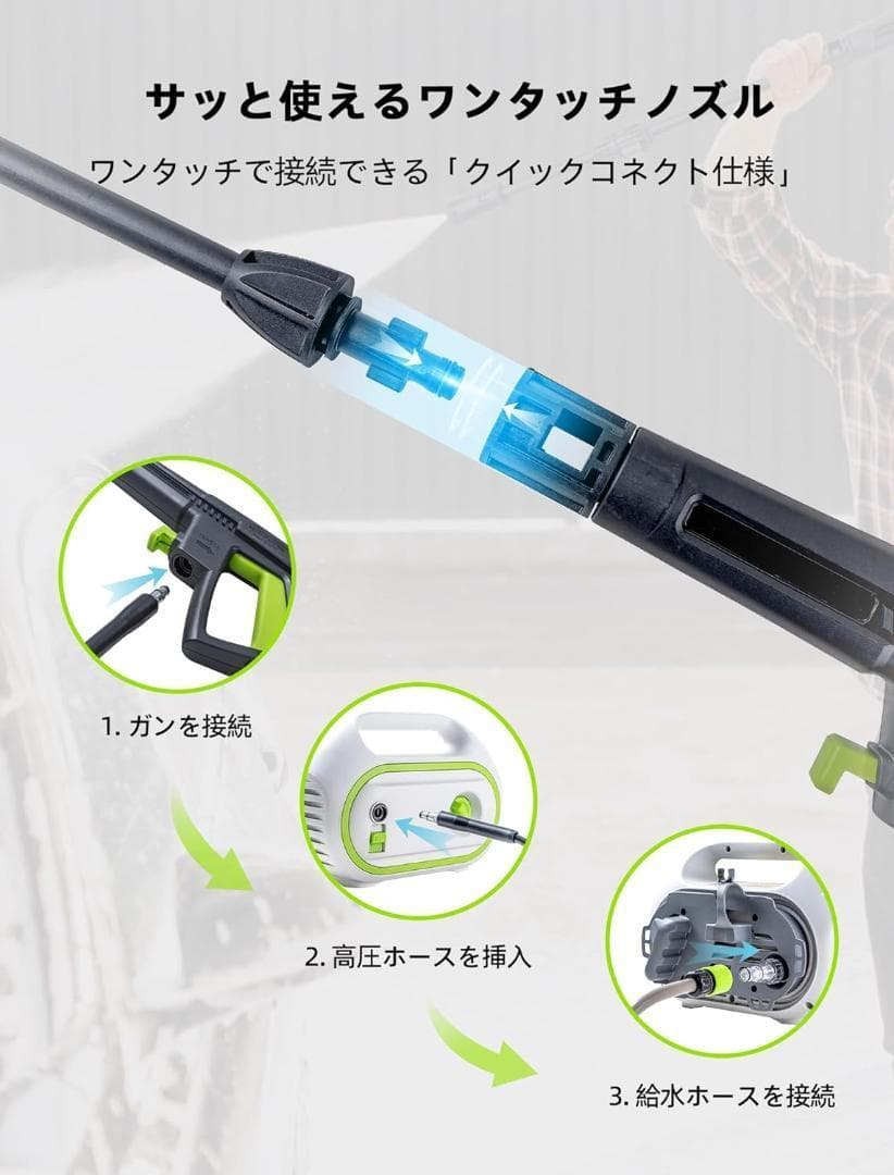 ハイパワー！ 高圧洗浄機 1400W 50Hz/60Hz 給水 蛇口・バケツ両用