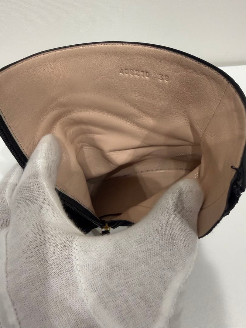 グッチ　ショートブーツ マーモント スエード フリンジ　ブラック サイズ38