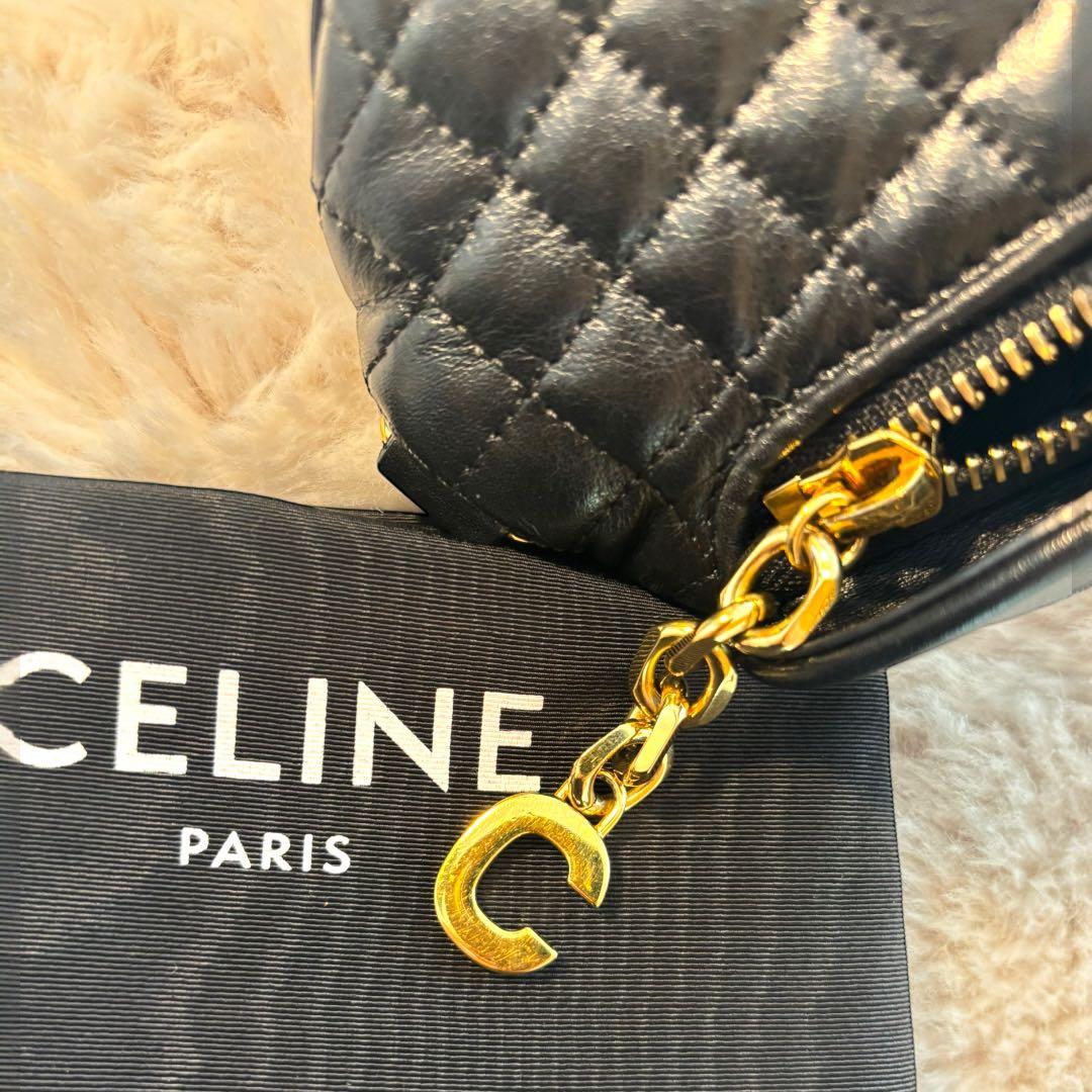 極美品✨CELINE セリーヌ　ブラック オールレザー ショルダーボディバッグ