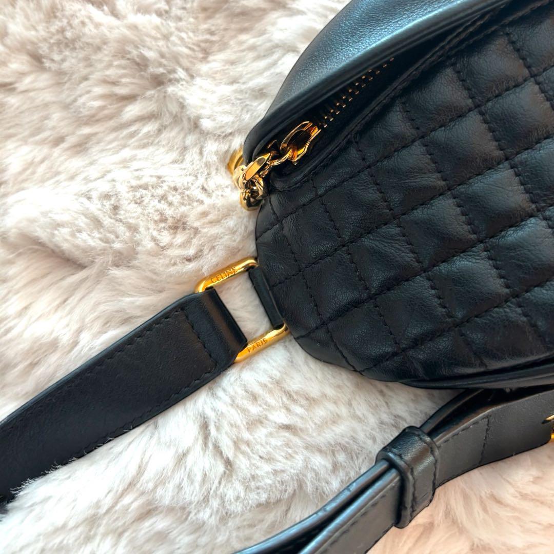 極美品✨CELINE セリーヌ　ブラック オールレザー ショルダーボディバッグ