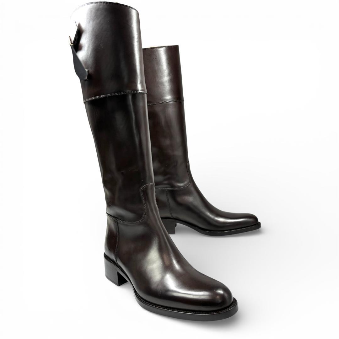 新品級 サルトル ジョッキーブーツ ロングブーツ 36 23cm こげ茶