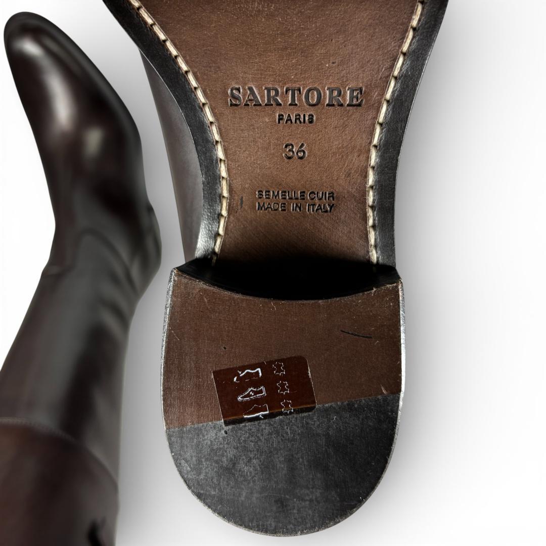 新品級 サルトル ジョッキーブーツ ロングブーツ 36 23cm こげ茶