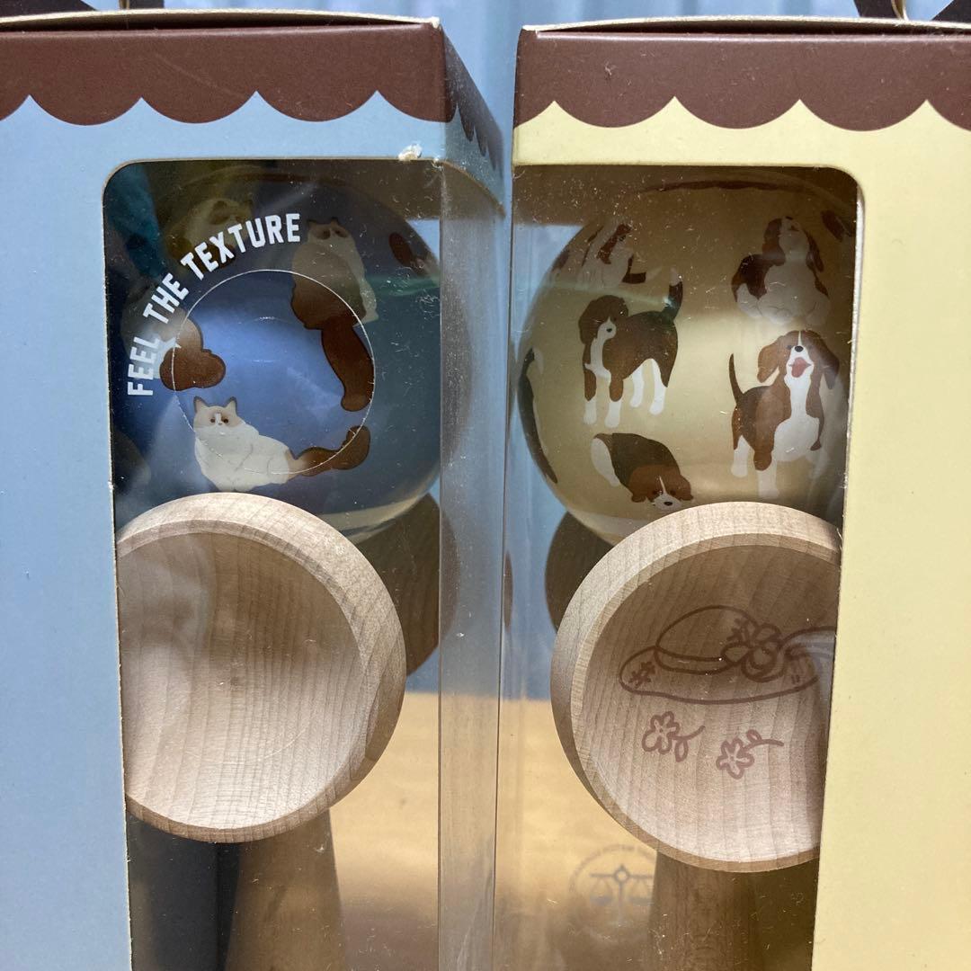 KROM けん玉 SOSOHAN 猫 犬 モチーフ 2本セット 未使用 箱付き
