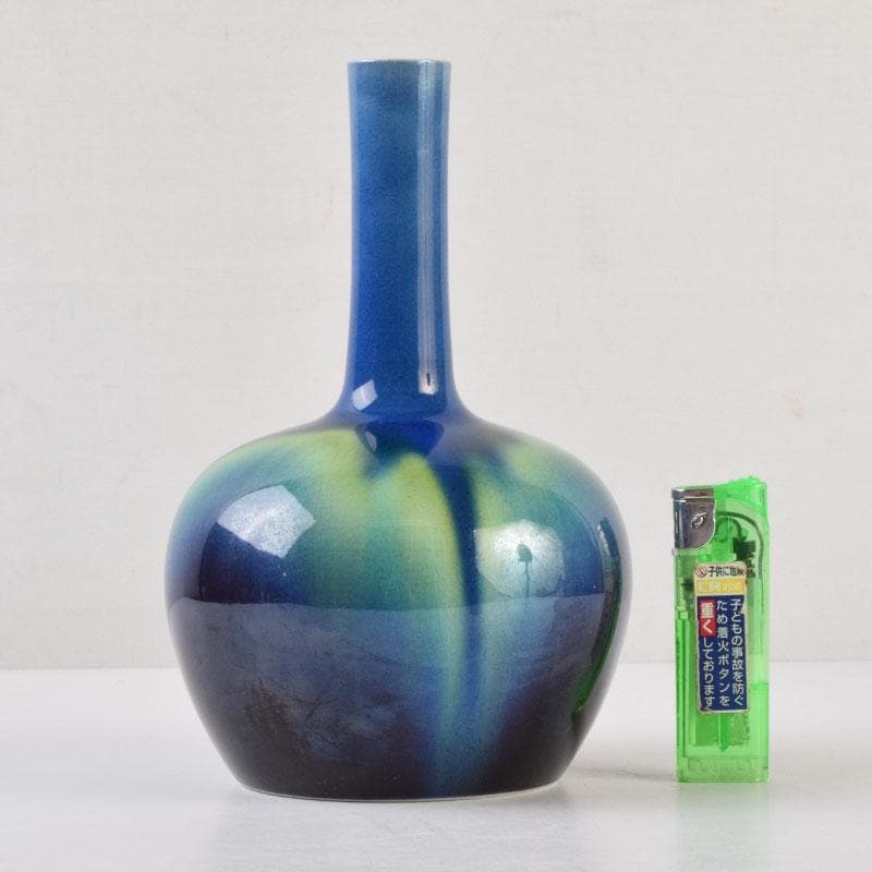 九谷焼　柳雨軒　三代八十吉　徳田正彦作　彩釉　花入　V　9198