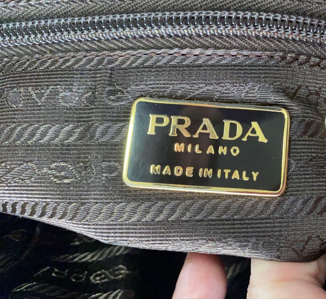 美品　PRADA プラダ チェーンバック　ハンドバッグ　スエード　ブラウン