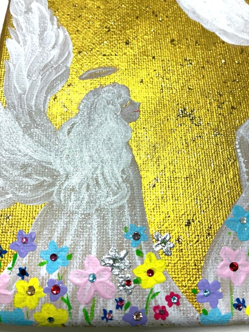 開運絵画　守護天使様　龍神様　花の舞　天界の花　インフィニティ　金箔