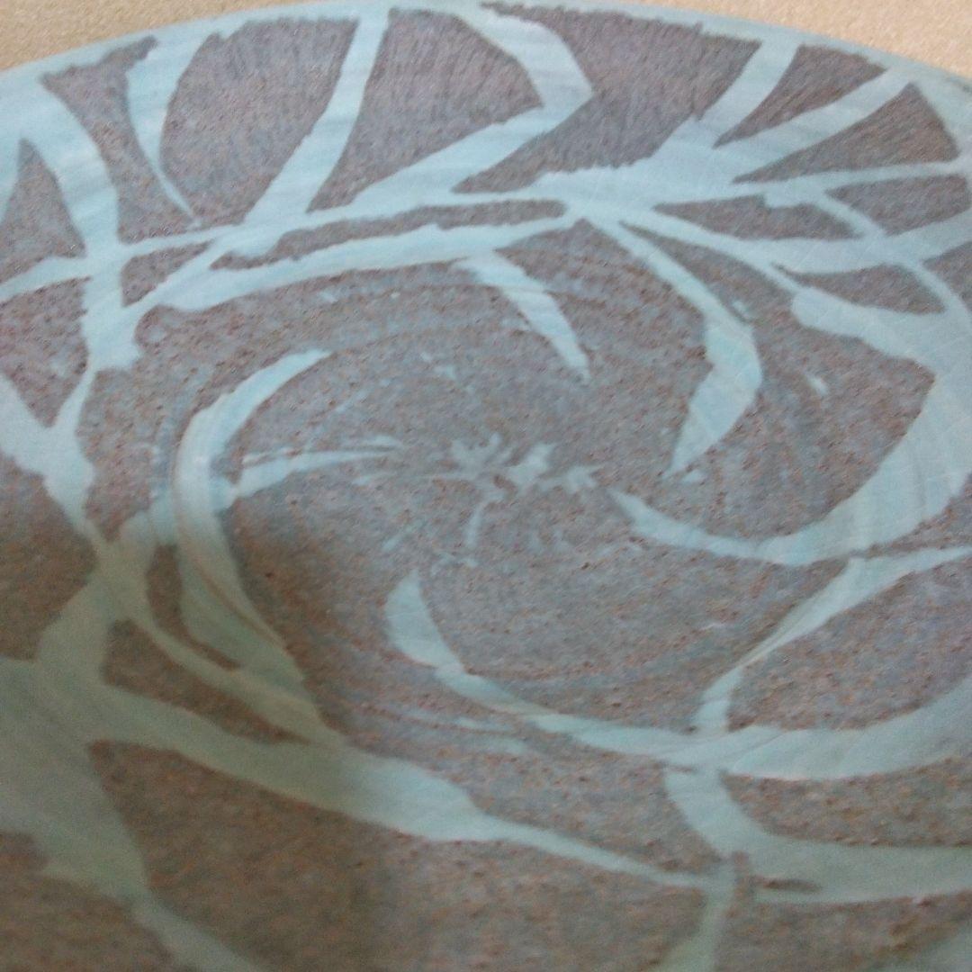 碧釉草紋盂-真千作。